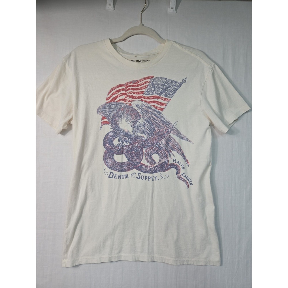 VTG Denim & Supply Ralph Lauren Flag Eagle Snake Graphic T-shirt Men Small